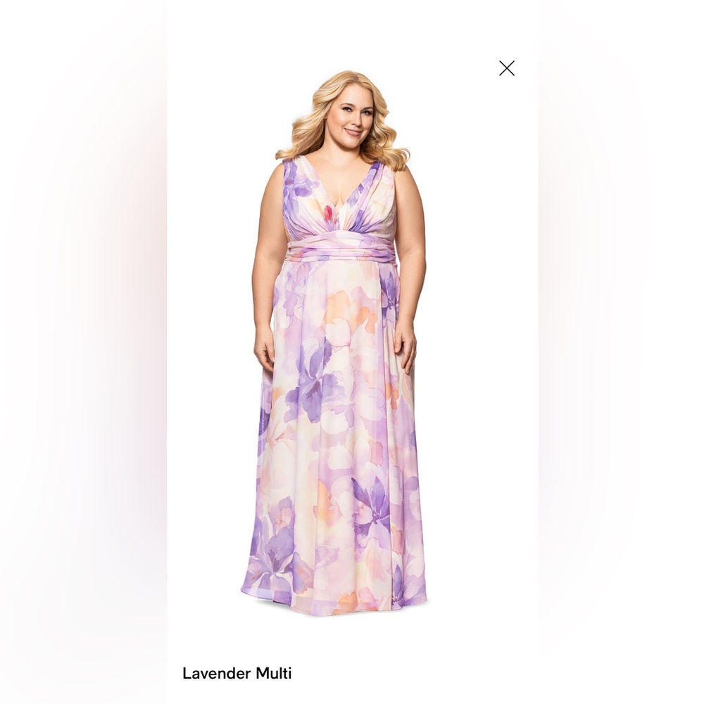 Sleeveless Floral Maxi Dress in Lavender and Peach 14W